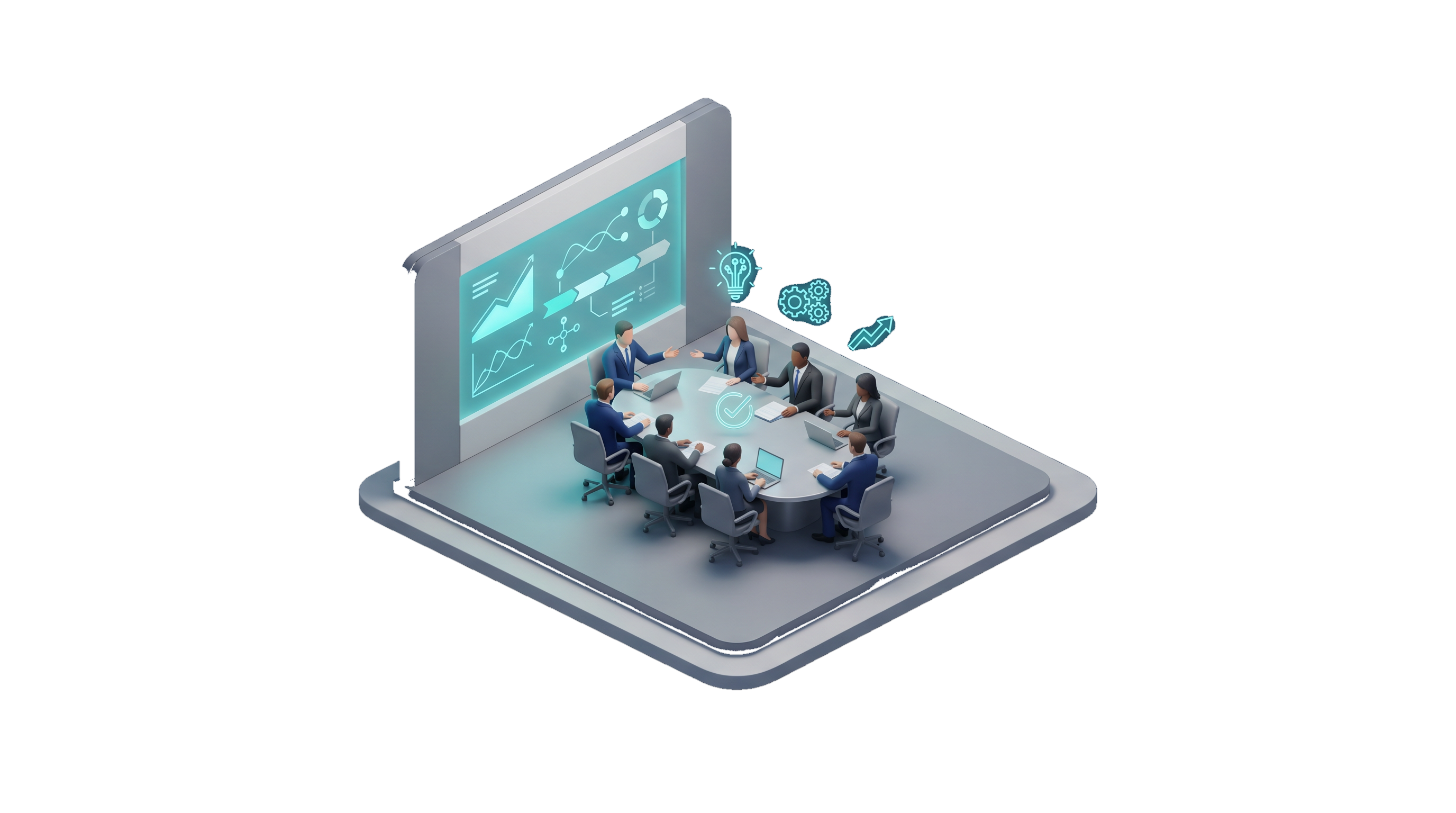 Illustration of an advisory board meeting.